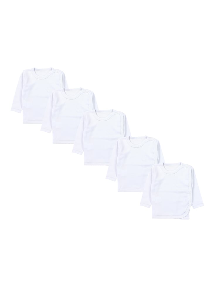 Unisex Baby Wickelshirt Langarm 5er Pack in weiß