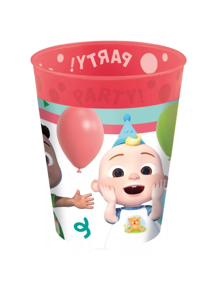 Cocomelon Birthday Micro Premium Kunststoffbecher-Set, 4 Stück, 250 ml