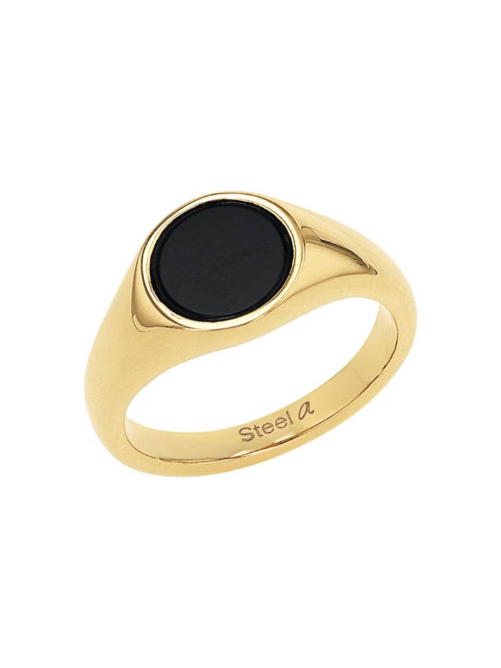 Siegelring Edelstahl, IP gold in gold