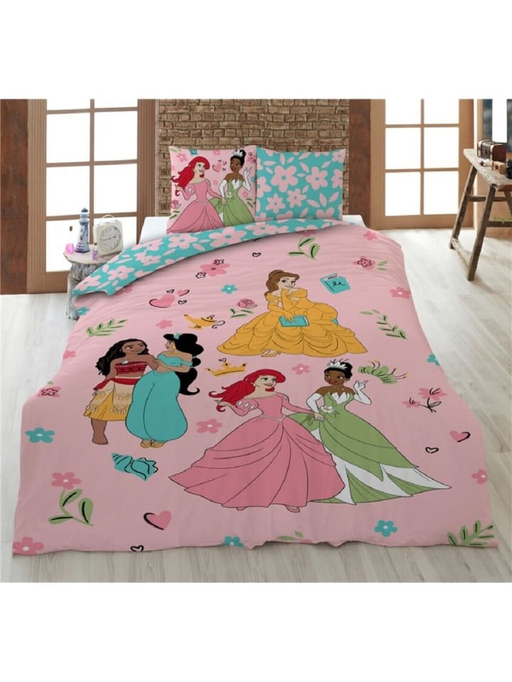 Disney Princess Bettwäsche-Set – 1x Deckenbezug 135x200 & 1x in Pink