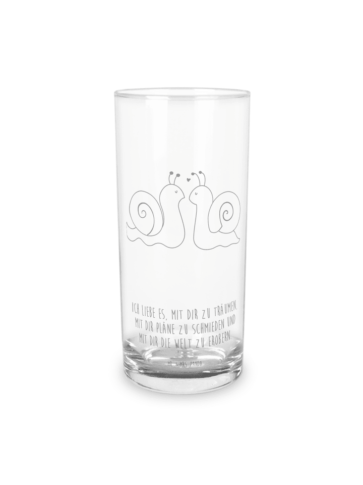 Wasserglas Schnecken Liebe mit Spruch in Transparent