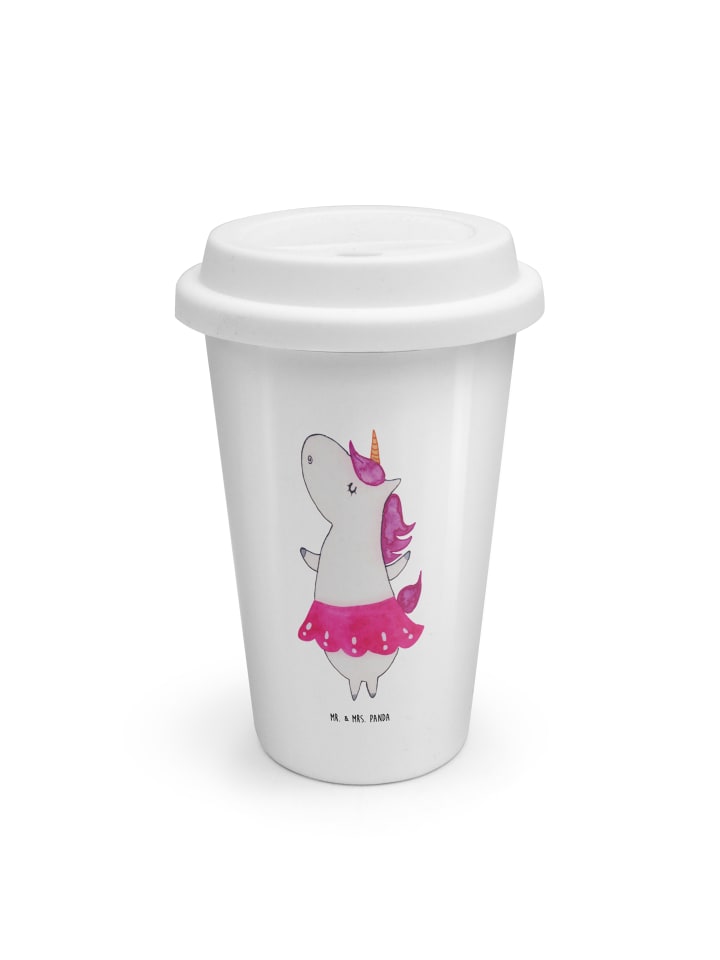 Thermobecher Einhorn Ballerina ohne Spruch in Weiß