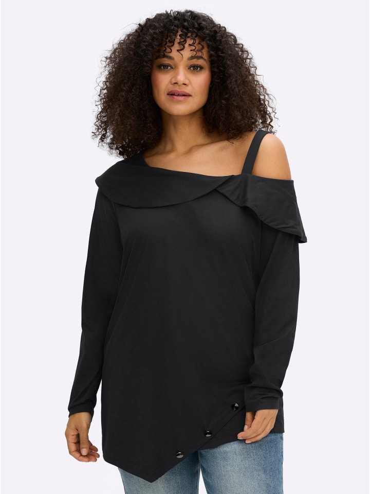 Langarm-Shirt in schwarz