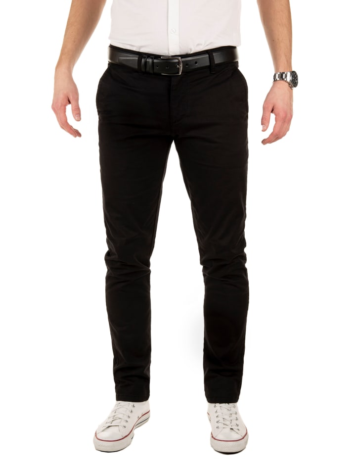 Chinohose Dustin mit Gürtel in Schwarz
