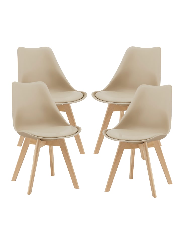 4er-Set Esszimmerstuhl Fläten in Beige (H)81cm (B)49cm (T)57cm