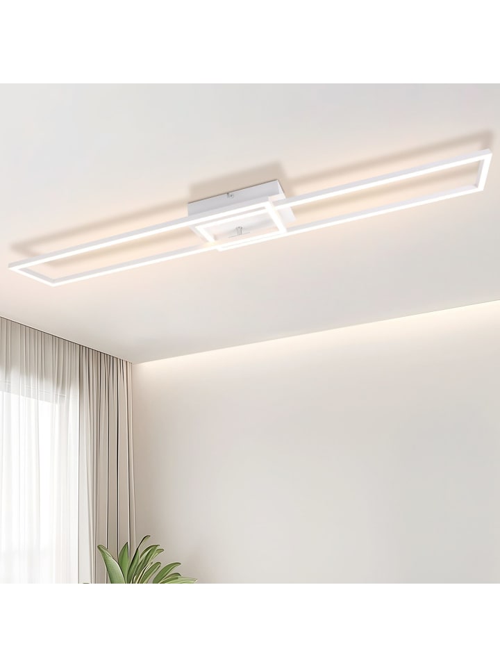 Deckenleuchte LED in Weiß Modern 3000K Warmweiß 32W 2-flammige Rechteckig