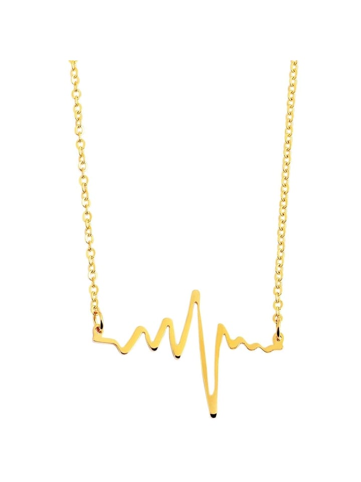 Damen Halskette – Ankerkette Herz aus Edelstahl 43 cm in gold