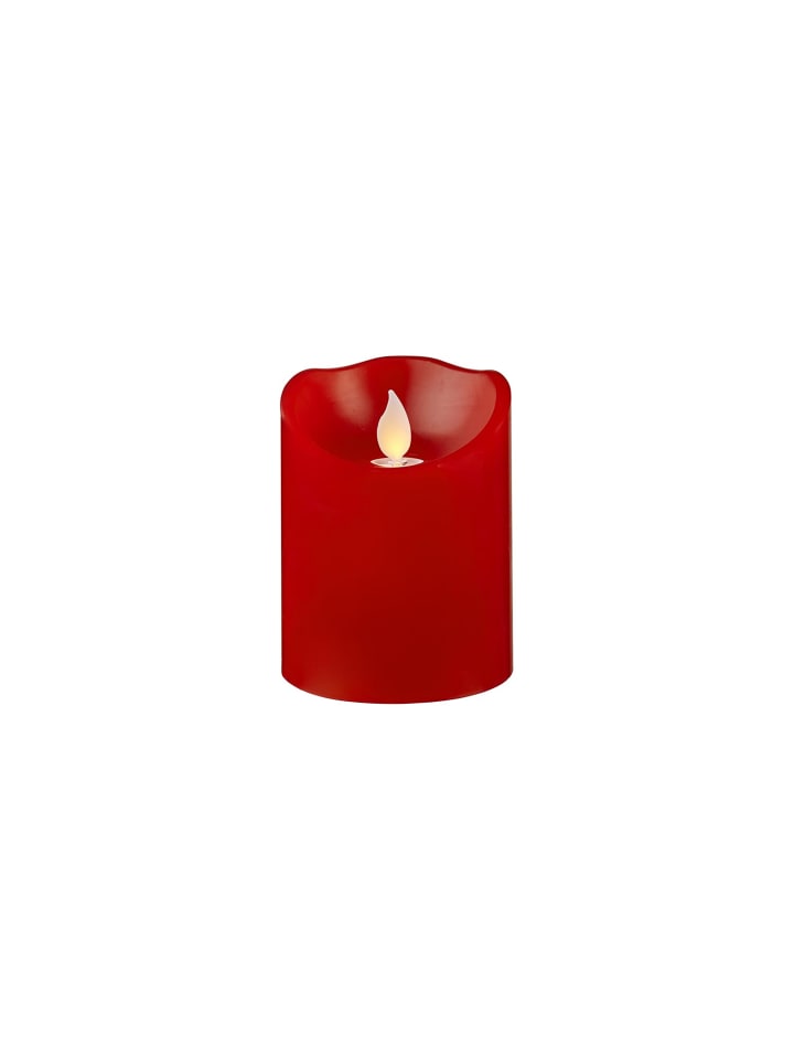 LED Stumpenkerze ,M-Twinkle' aus Echtwachs, Batterie und Timer, rot, 1