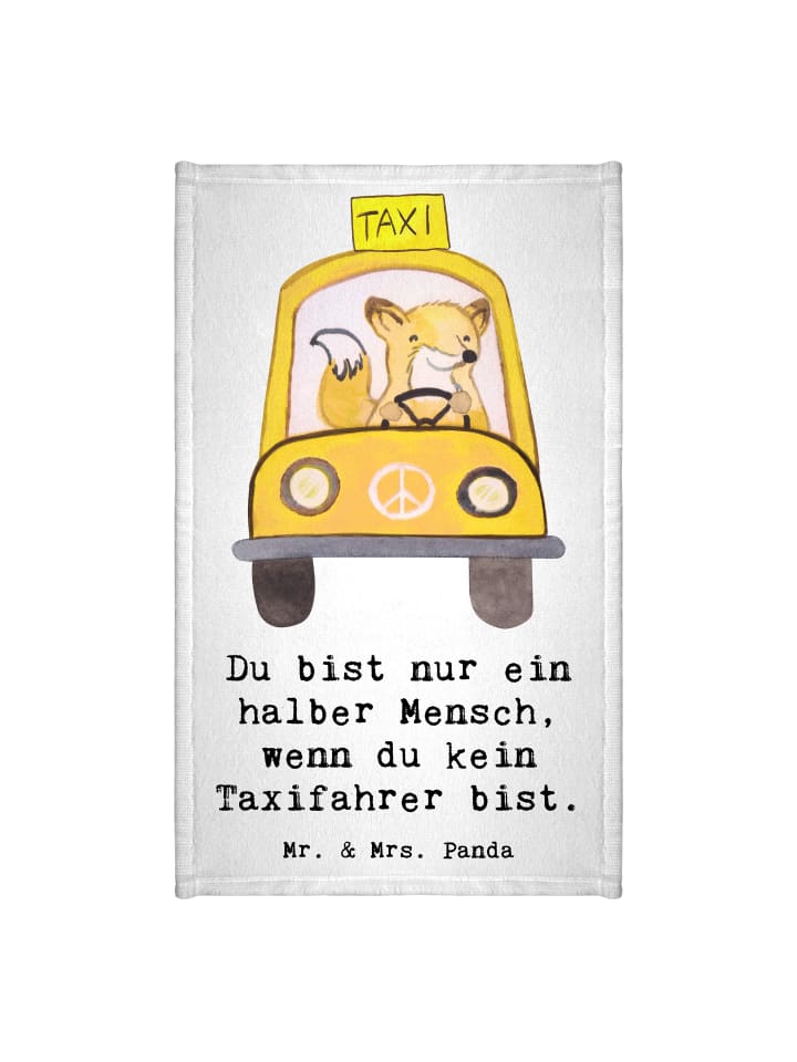 Handtuch Taxifahrer Herz mit Spruch in Weiß