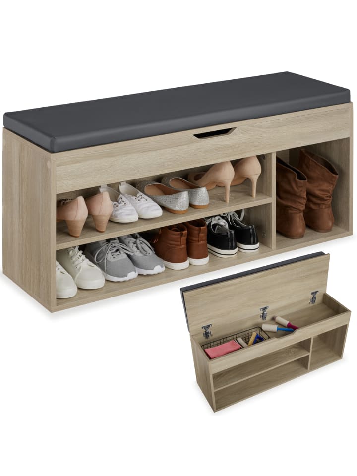 Schuhbank Natalya mit Sitzpolster für 9 Paar Schuhe,  104x30x49cm