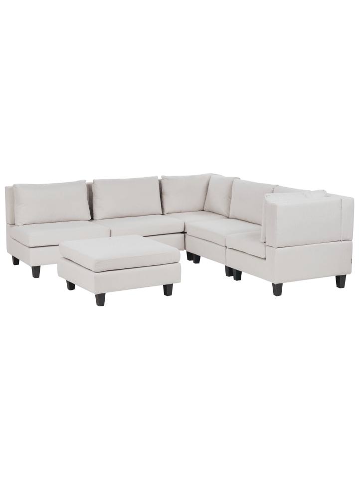 6-tlg Modulsofa UNSTAD in Beige/Schwarz linksseitig
