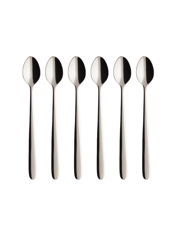 6er Set Longdrink Löffel Daily Line in 20 cm in silber
