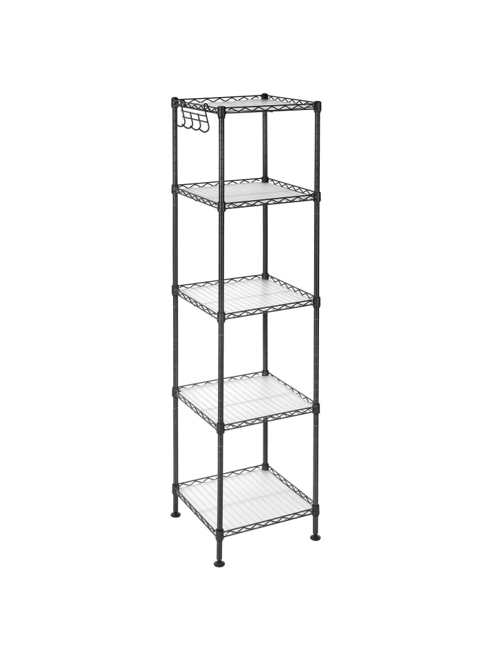 Badezimmerregal in Schwarz-Transparent - (B)30 x (H)123.5 x (T)30 cm