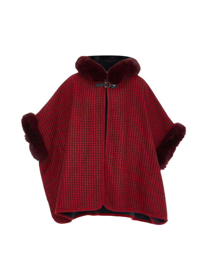 Damen Poncho in Rot
