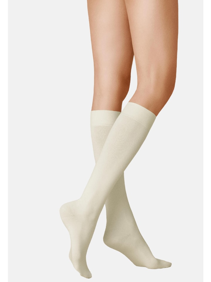 Kniestrümpfe Sensual Cotton weich in Winterweiss