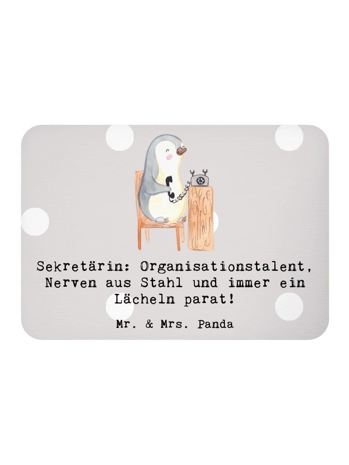 Kühlschrankmagnet Sekretärin Heldin mit Spruch in Grau Pastell