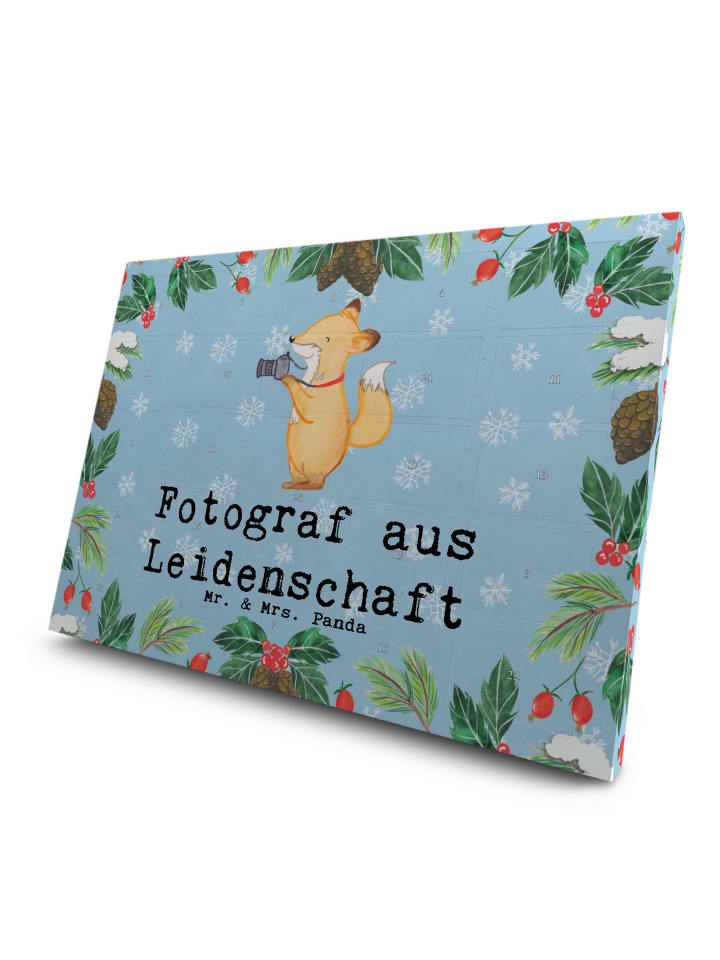 Adventskalender Fotograf Leidenschaft mit Spruch in Eisblau