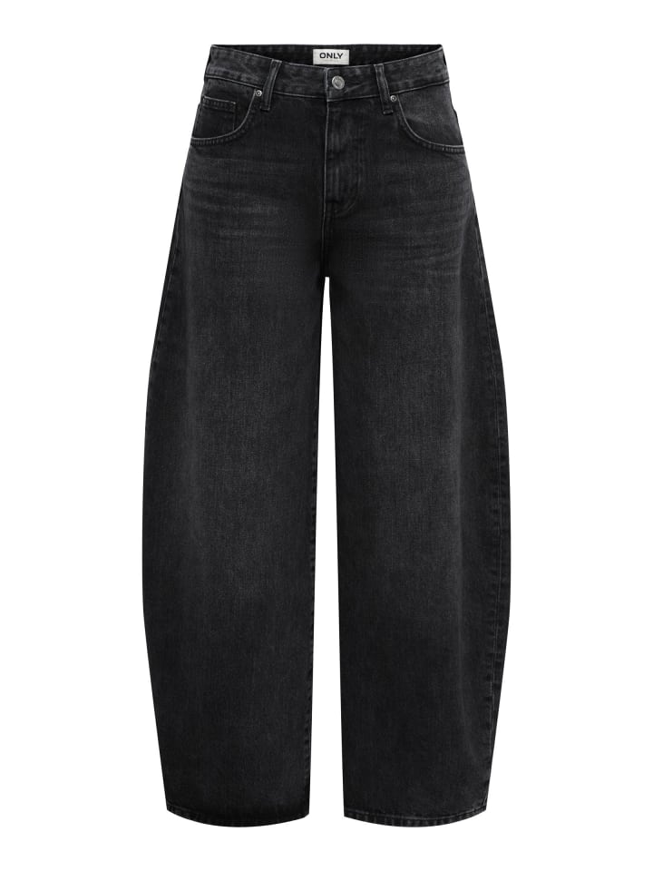 Barrel-Fit-Umstandsjeans in Washed Black