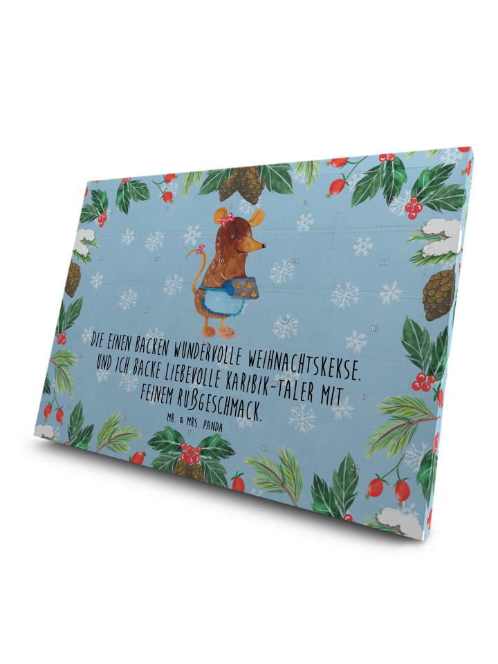 Advents-Teekalender Maus Kekse mit Spruch in Eisblau