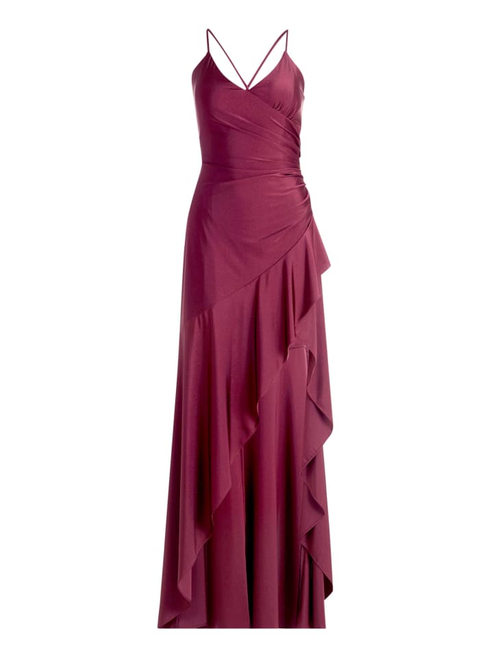 Abendkleid mit Volant in Prune Wine