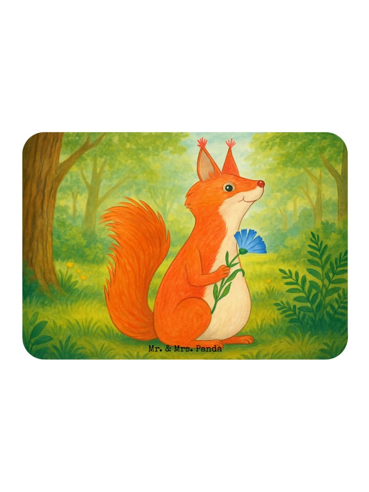 Magnet Eichhörnchen Blume Design ohne Spruch in Weiß