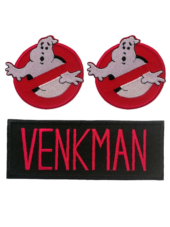 Ghostbuster Set 3 Stück Venkman Logo FilmApplikation Bügelbild inRot
