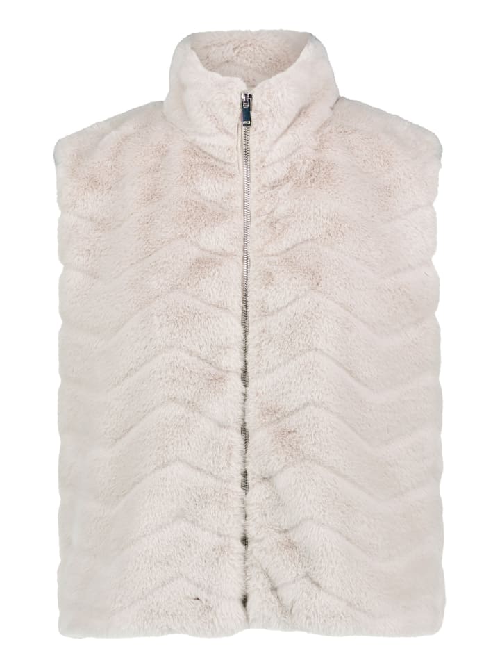 Fake Fur-Weste mit hohem Kragen in Grau