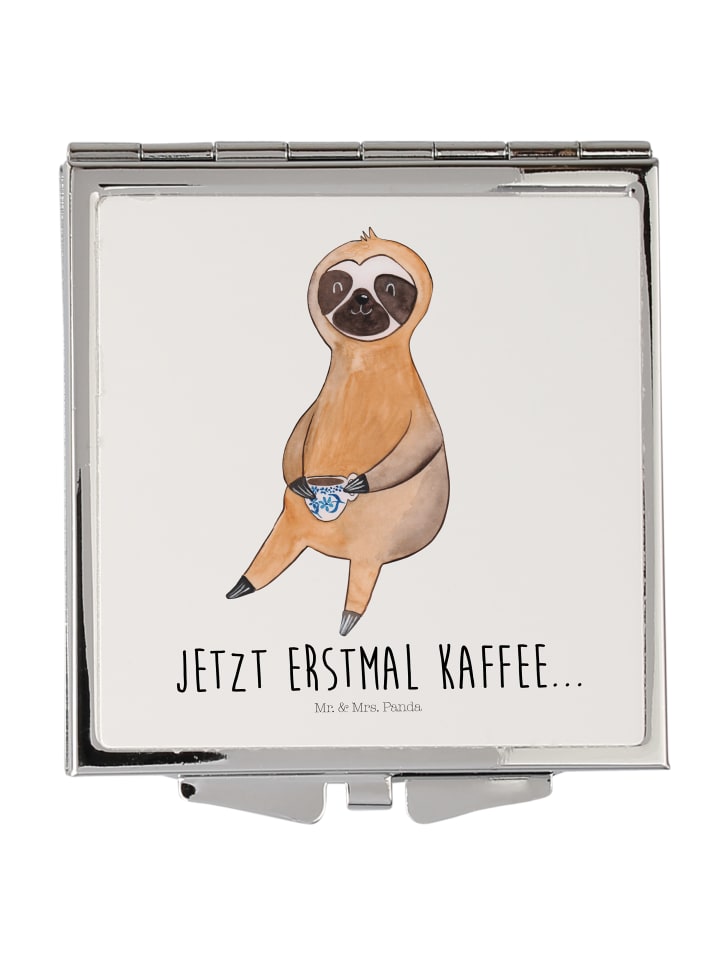 Frauenspiegel Faultier Kaffee mit Spruch in Weiß