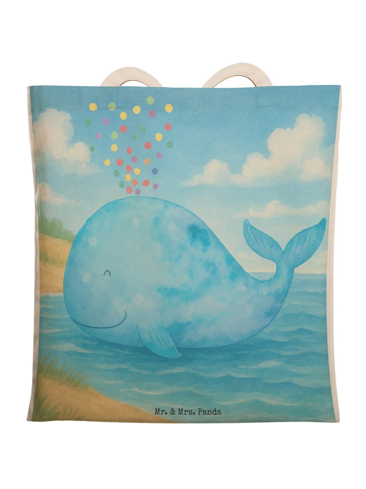 Shopper-Tasche Wal Konfetti Design ohne Spruch in Weiß