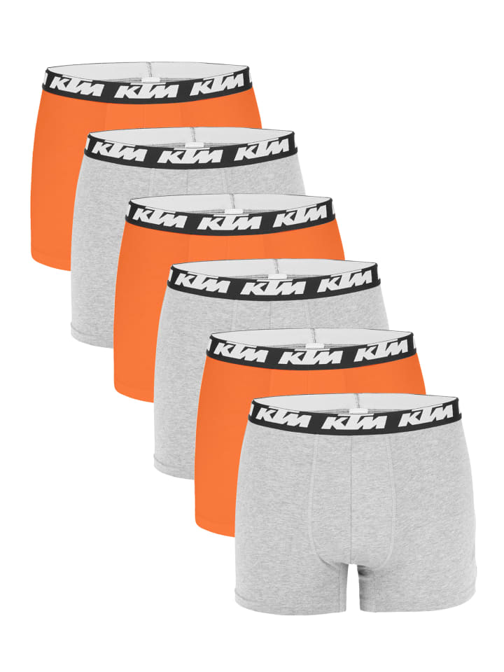 Boxershorts Pack X2 Boxer Man Cotton 6P in Light Grey / Orange