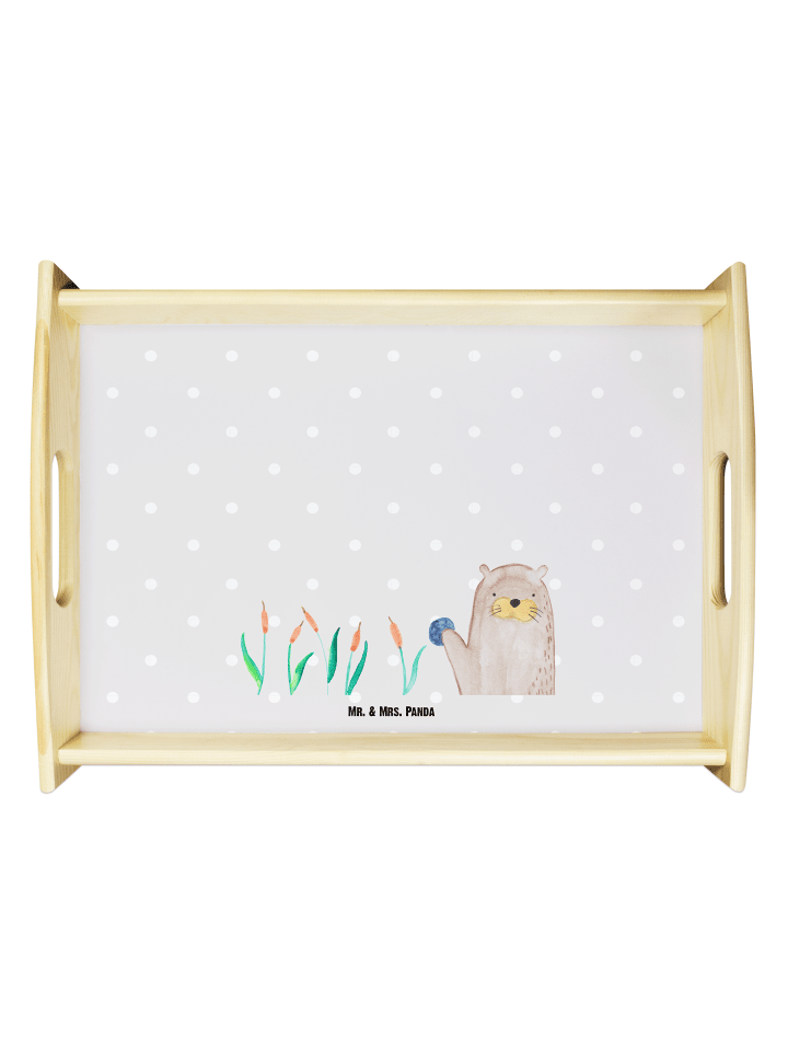 Serviertablett Holz Otter Stein ohne Spruch in Grau Pastell
