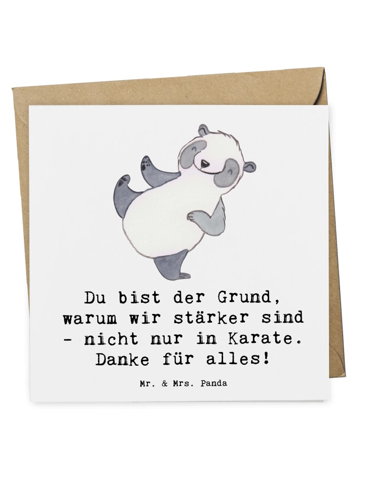 Grußkarte Karate Trainerin Stärke mit Spruch in Weiß