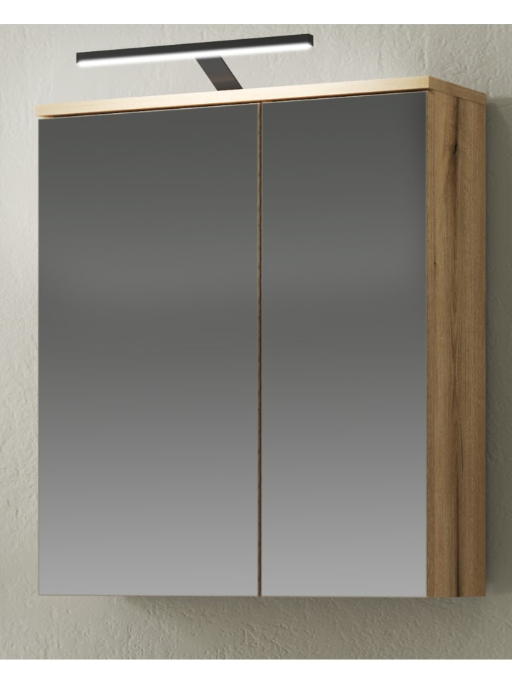 Spiegelschrank Evoke Eiche, Badschrank 2-türig, 60 x 70 cm