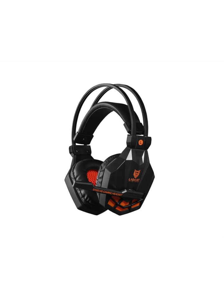 Gaming Headset in Mikrofon 3,5 mm Klinke verstellbares Kopfband in Schwarz