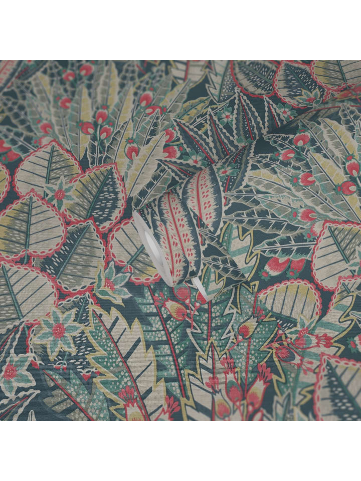 Tapete Tropical Rhapsody in Korallenblüten-Blau