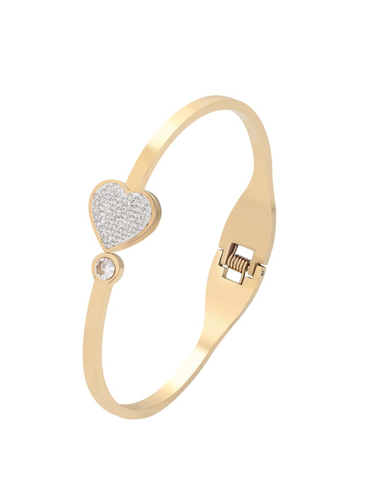 Women Bangle Bracelet With Rhinestones in Gold