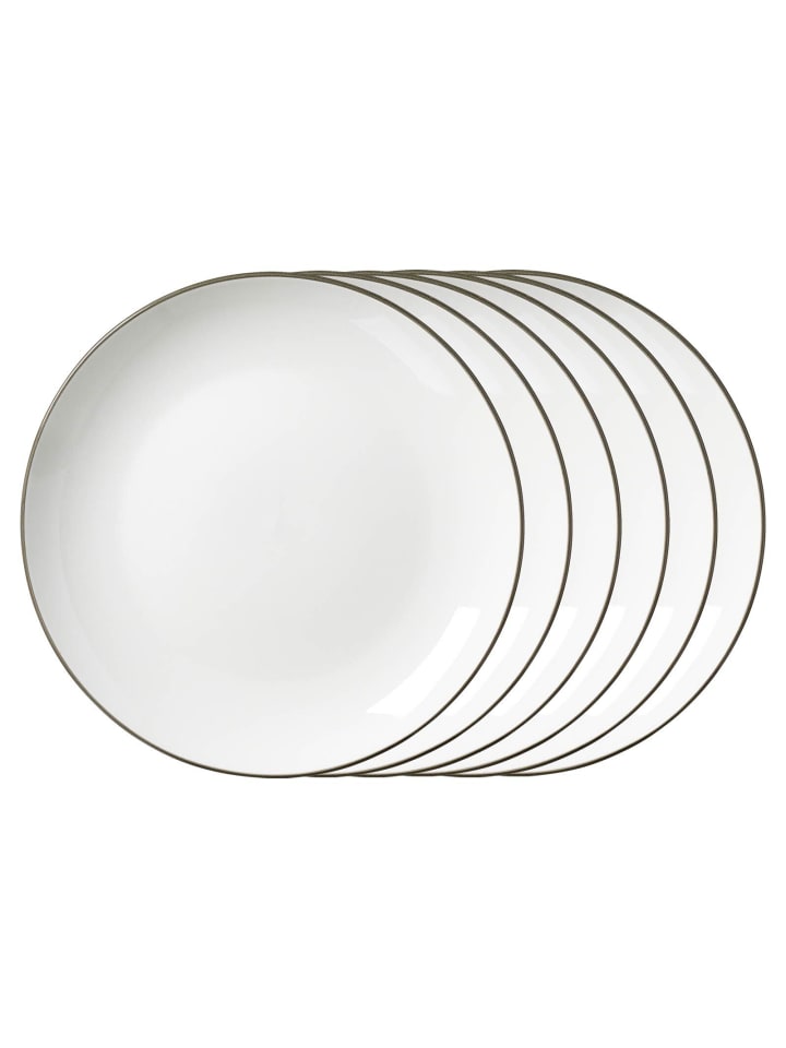 6er Set Dessertteller Adela in Grau ø 20,5 cm
