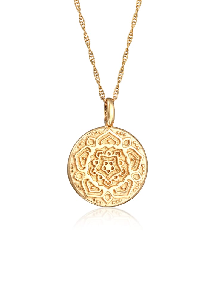 Halskette 925 Sterling Silber Kreis, Ornament in Gold