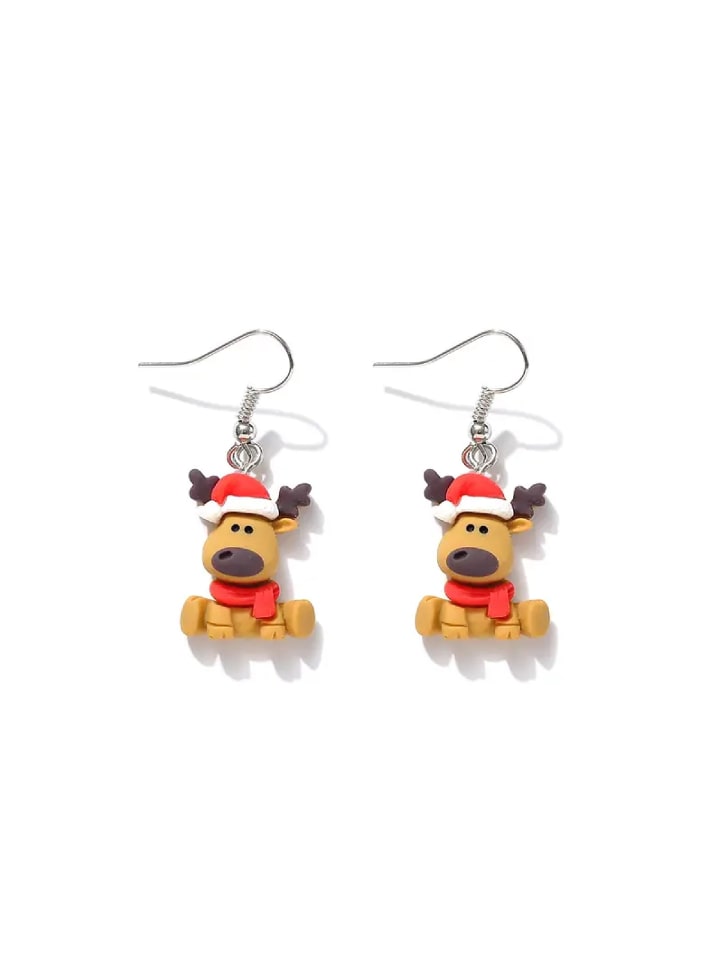 Weihnachtsschmuck Ohrringe Ohrhänger Renntier aus Acryl in bunt