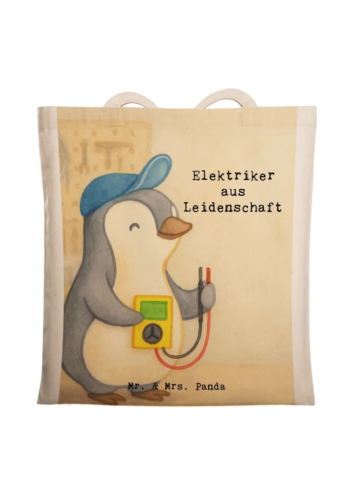 Tote Bag Elektriker Leidenschaft Design mit Spruch in Weiß