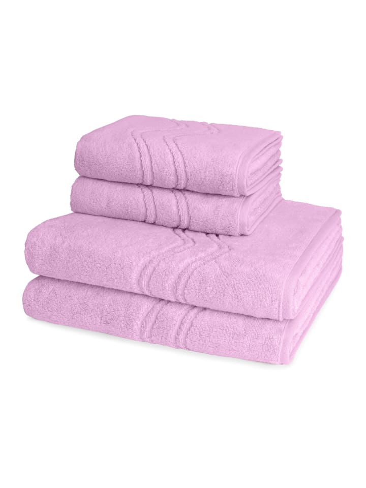 2 X Handtuch 2 X Duschtuch im Set Cashmere feeling in Mauve