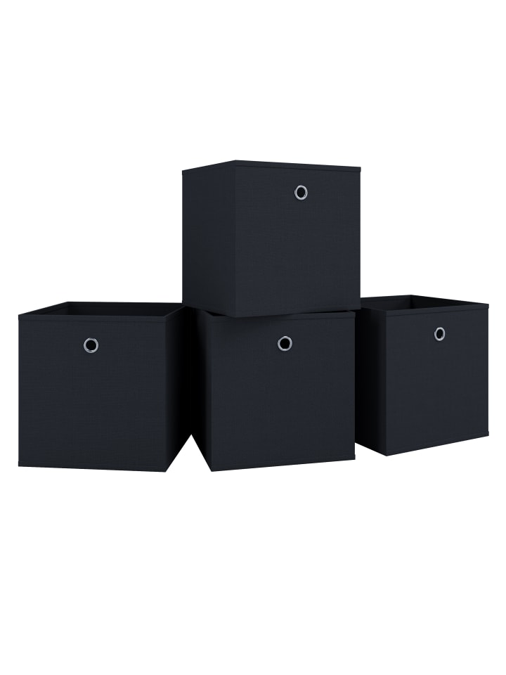 4er Set Faltbox Klappbox Aufbewahrungsbox Boxas in Schwarz