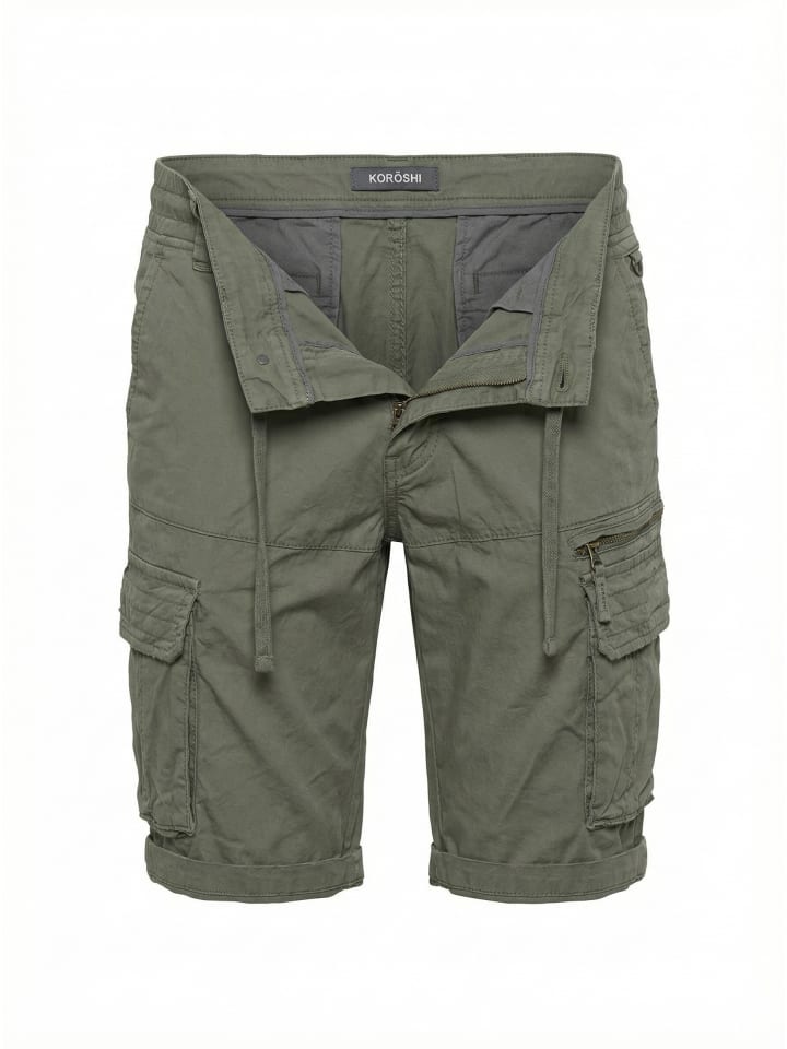 Herren cargo baumwollshorts in khaki