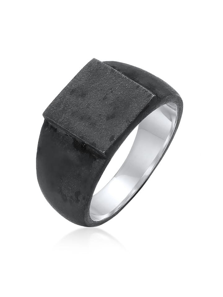 Ring 925 Sterling Silber Siegelring in Schwarz