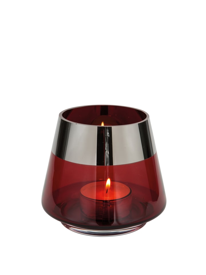 Teelichthalter "Jona" in Rot - H. 13 cm - D. 15 cm