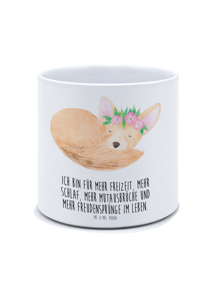 Blumentopf Groß Wüstenfuchs Blumen mit Spruch in Weiß