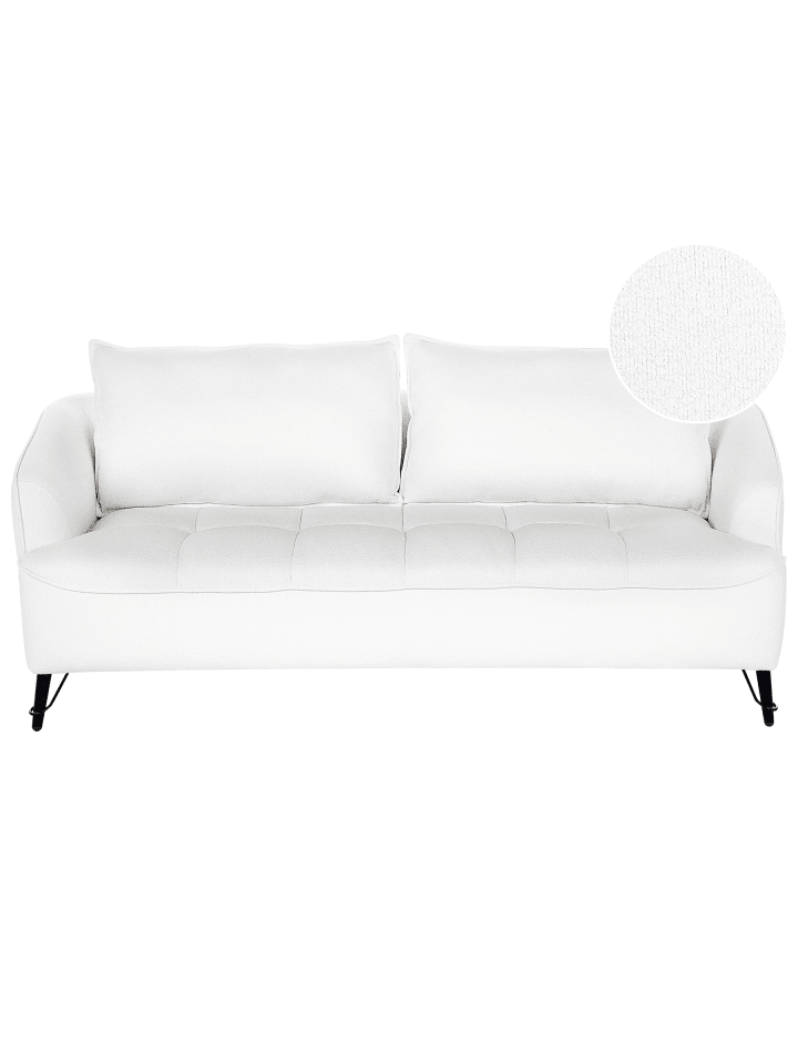 3-Sitzer Sofa HOBRO in Weiß/Schwarz - (W) 196 x (H) 87 x (L) 85 cm