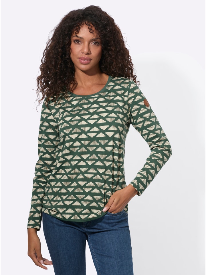 Langarm-Shirt in moos-sand-bedruckt