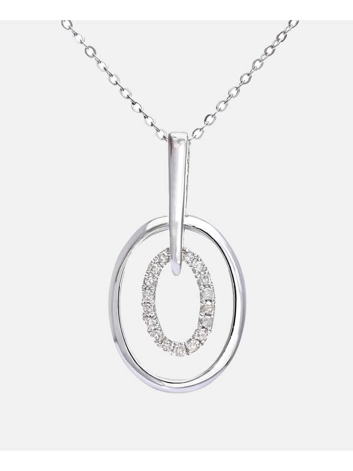 Halskette mit Anhänger aus 375 Weißgold mit 0.05 Karat Diamant