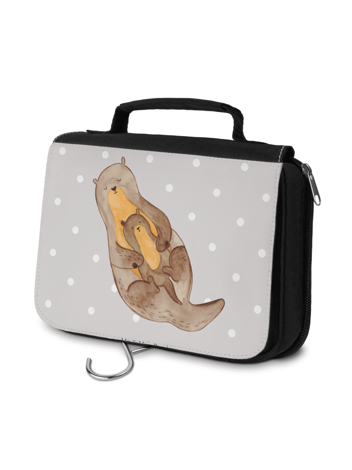 Kosmetiktasche Otter Kind ohne Spruch in Grau Pastell
